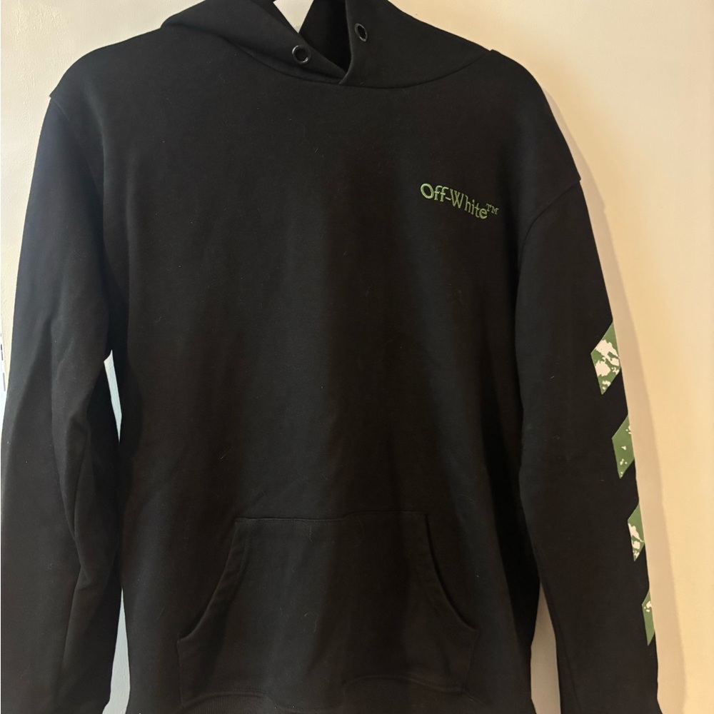Off-White Black Hoodie Sweatshirt with Graphic Design
